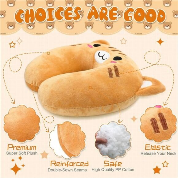 Kids travel neck pillow set of 4 cute animal u shaped pillows for car seat airpl - Picture 5 of 7